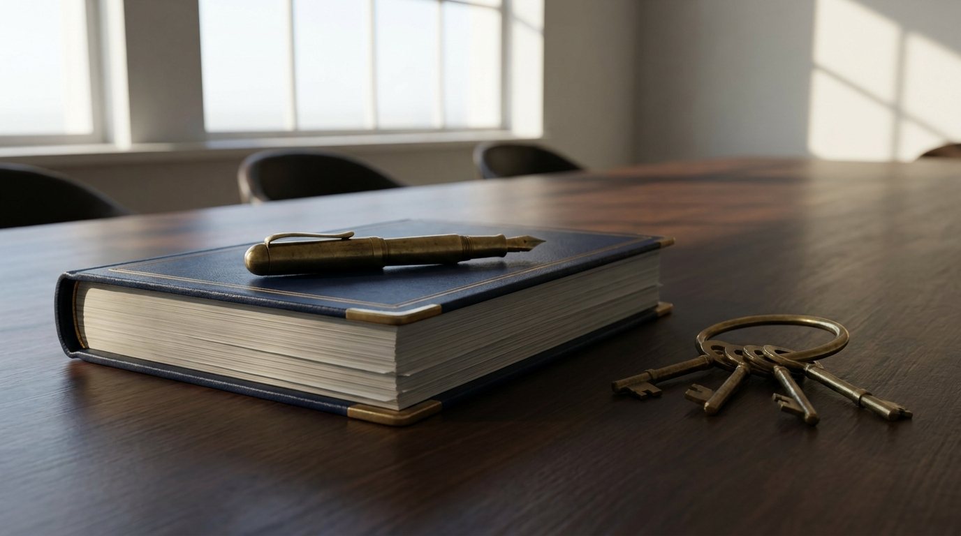 Unterschriebener Vertrag mit Füllfederhalter auf einem Schreibtisch